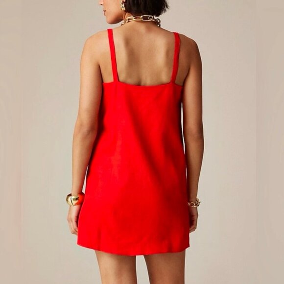 J. Crew | Claudia Linen Mini Dress | Red |Size LT - Picture 4 of 11